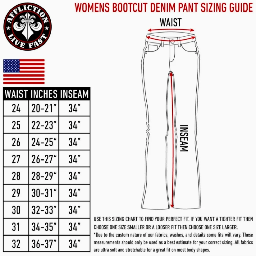 Affliction Jade Bootcut Jeans. Women's Size: Waist 28x33 Inseam. - Picture 12 of 15